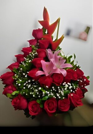 Caracol de rosas y lirios R157