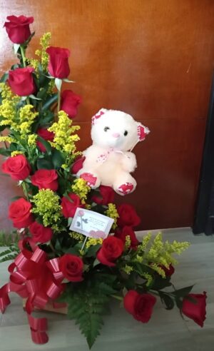 18 rosas con peluche R63